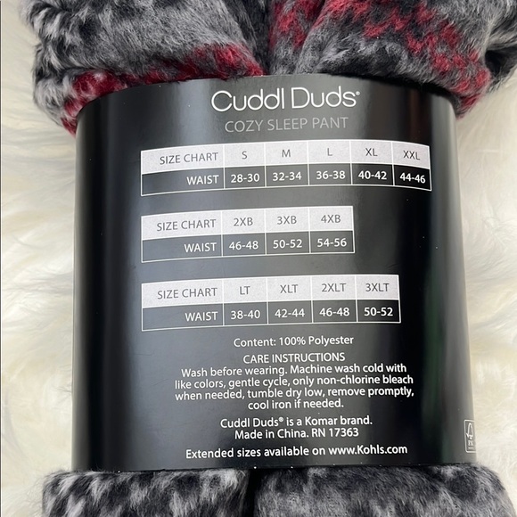 🆕 Cuddl Duds Plaid Lounge Pants Men’s L- Gray and Red - Picture 4 of 5